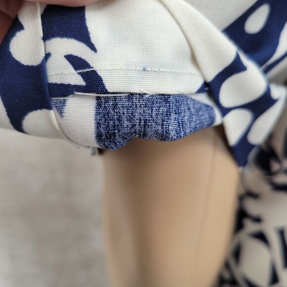 Vintage Homemade Geometric Patterned Shirt Dress Blue White - Picture 9 of 14